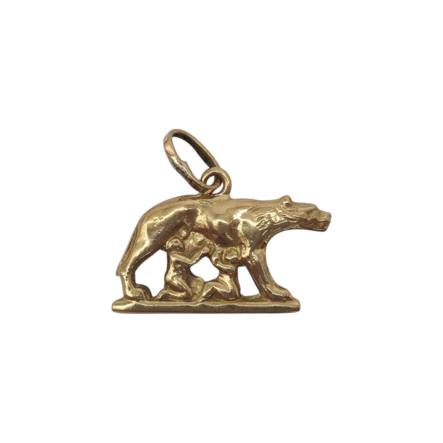 18ct Yellow Gold Romulus And Remus Charm L 1.6 cm 0.8 g.