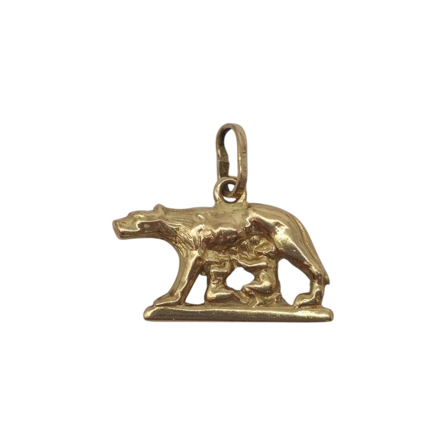 18ct Yellow Gold Romulus And Remus Charm L 1.6 cm 0.8 g.