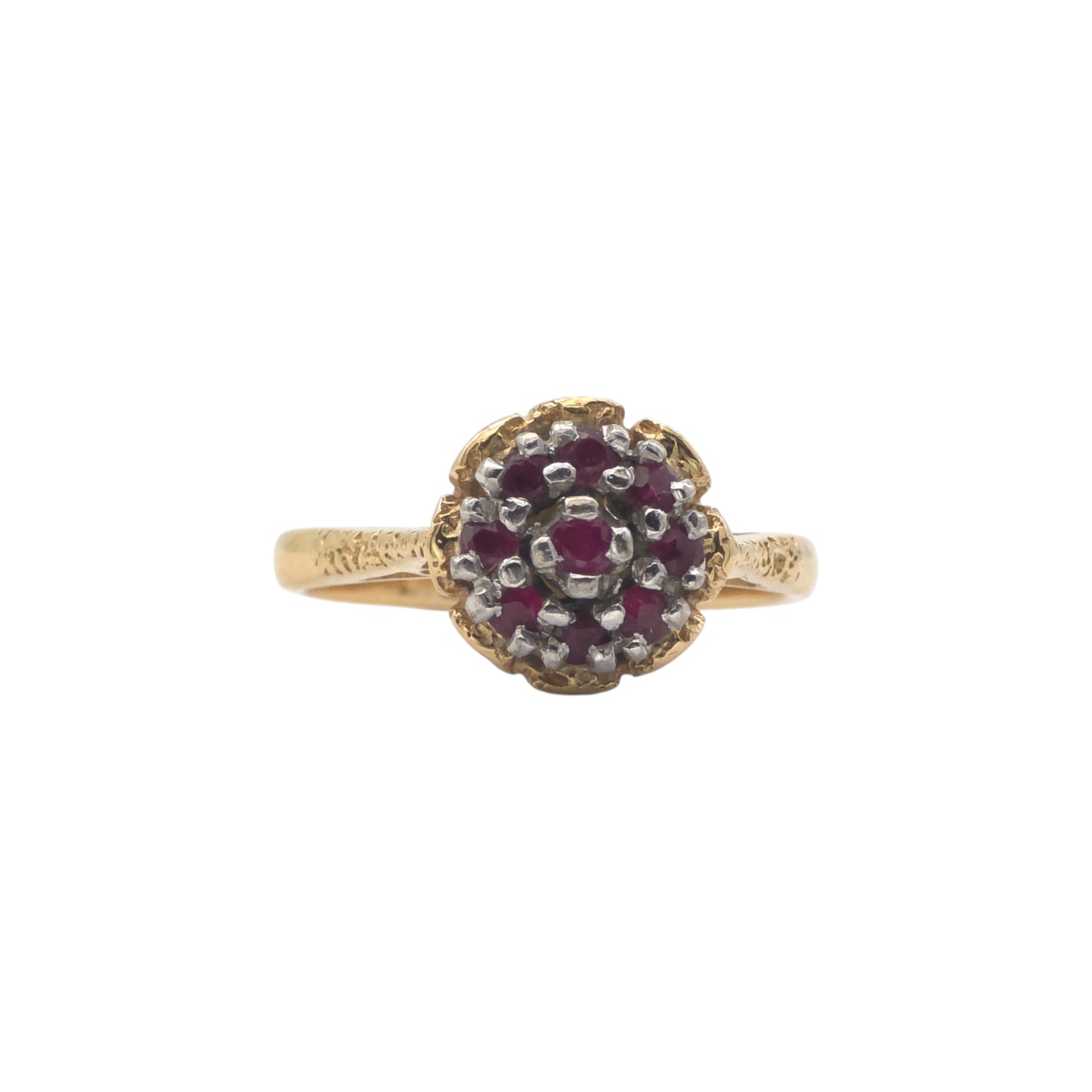 18ct yellow gold Ruby Cluster Ring.
