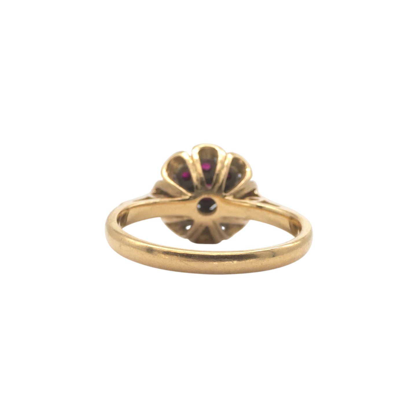 18ct Yellow Gold Ruby Cluster Ring Size M 4.3 g