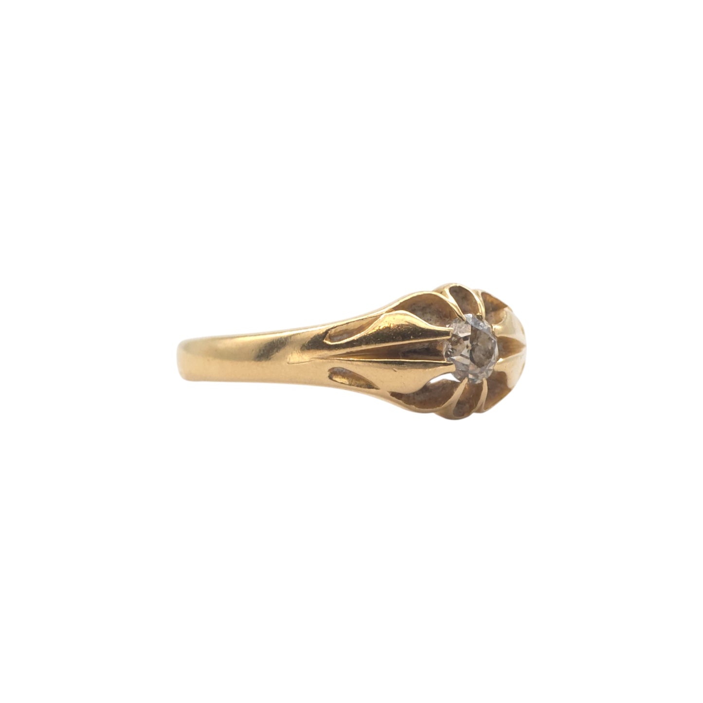 Antique 18ct 750 Yellow Gold Solitaire Diamond Ring 1911 Size R, 4.7 g.