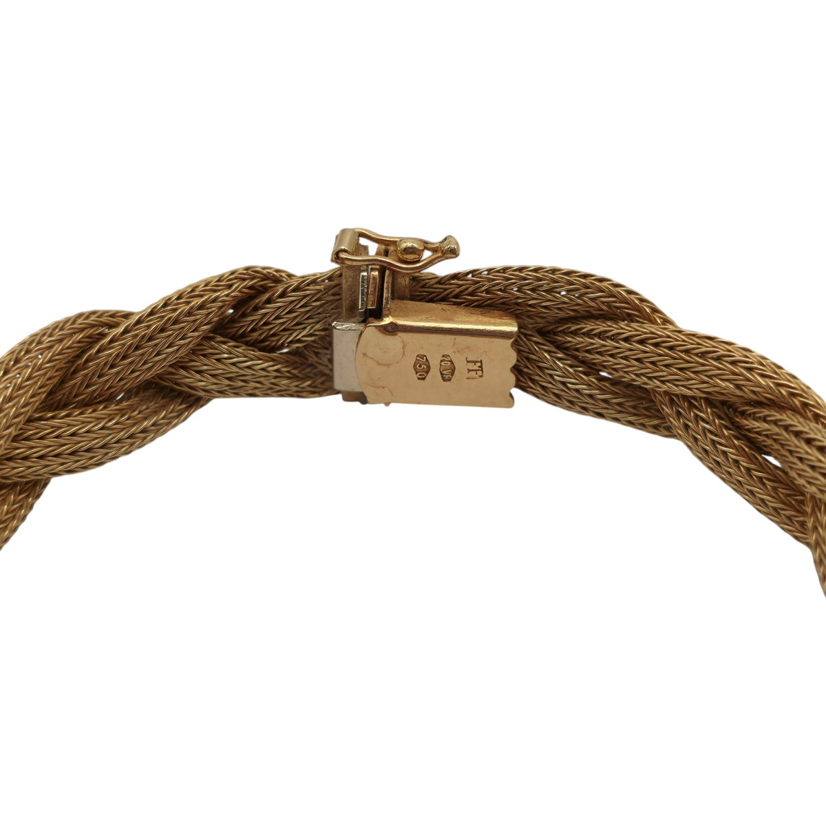 Italian 18ct 750 Yellow Gold Interlaced Weave Bracelet With Turquoise L 19.0 cm 25.4 g.