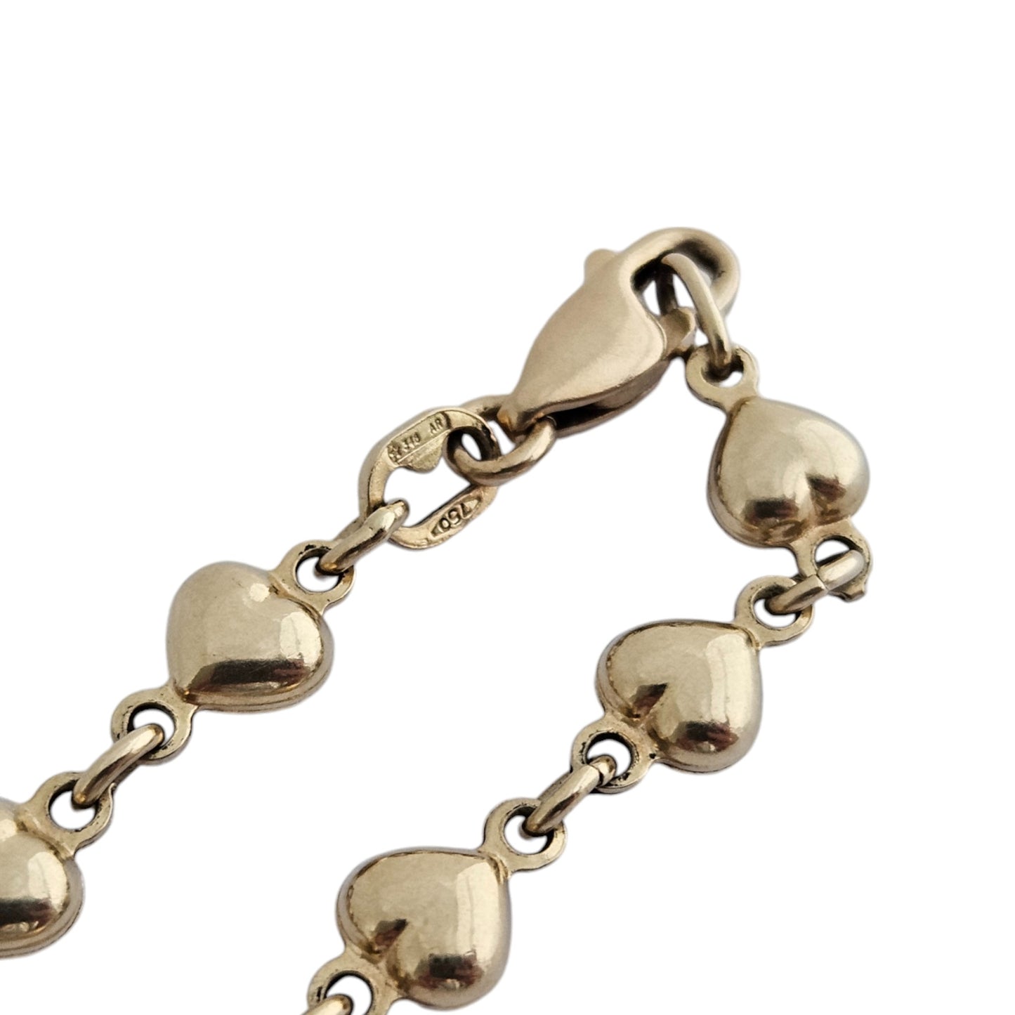 18ct 750 Yellow Gold Heart Link Bracelet 19.4 cm 7.6 g