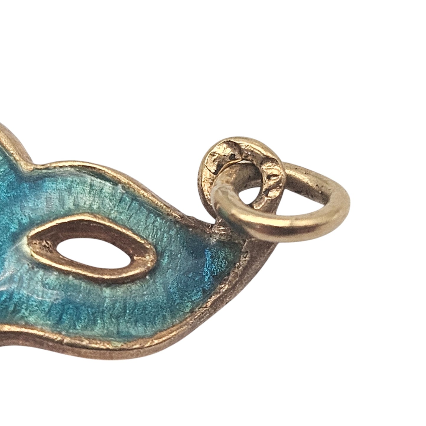 18ct Yellow Gold & Enamel Masquerade Mask Charm With Heart