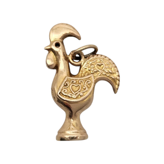 Portuguese 19ct 800 Yellow Gold Cockerel Charm L 2.2 cm 1.6 g.
