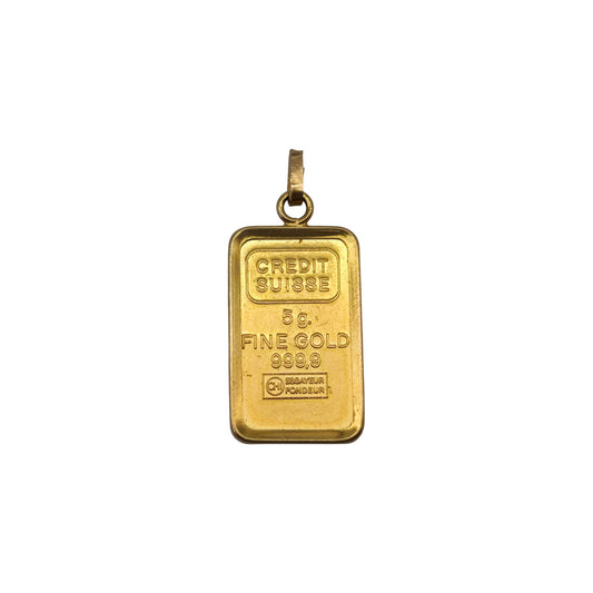 Solid 24ct Gold Ingot In 22ct Mount Pendant 5.9 g.