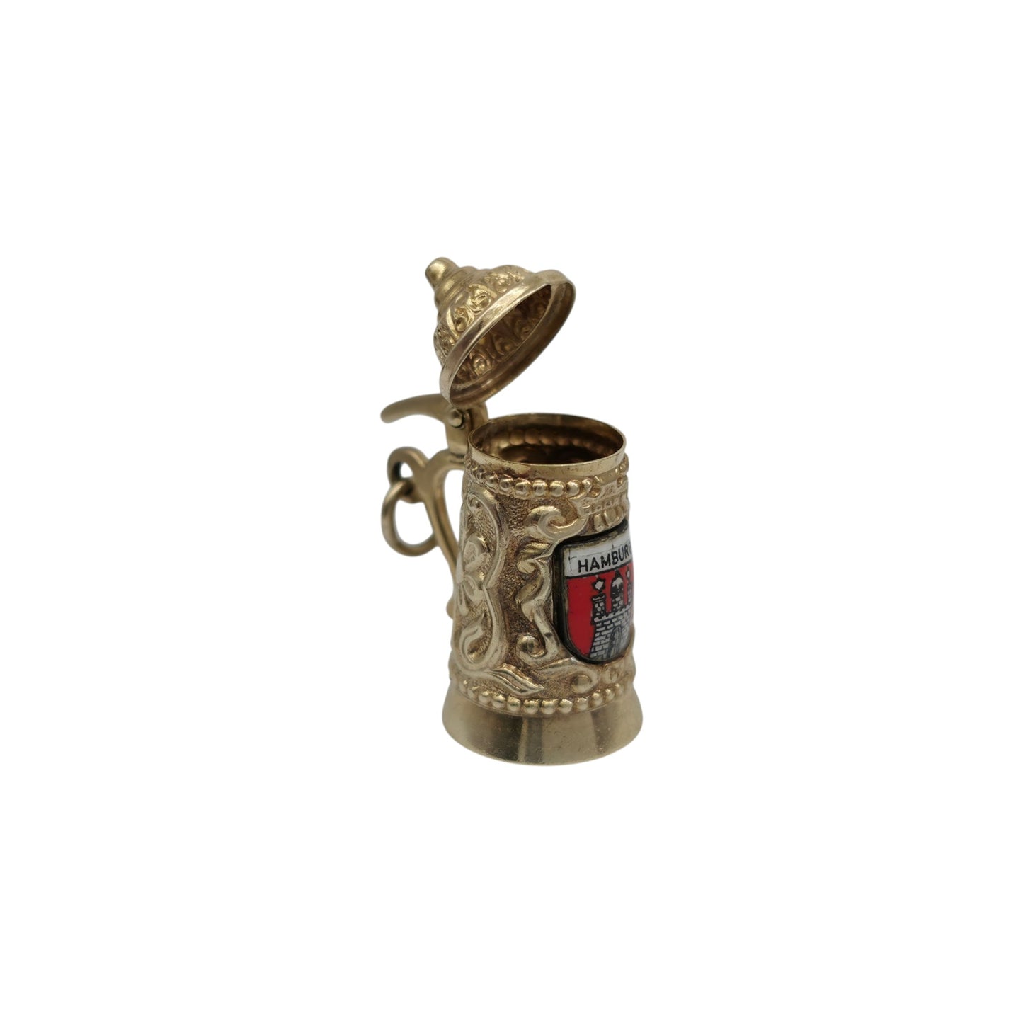 8ct 333 Yellow Gold & Enamel Beer Tankard Opening Charm L 2.2 cm 2.4 g.