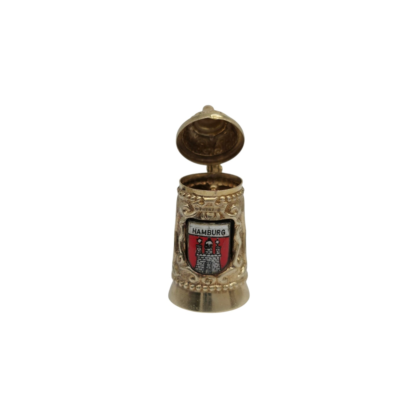 8ct 333 Yellow Gold & Enamel Beer Tankard Opening Charm L 2.2 cm 2.4 g.