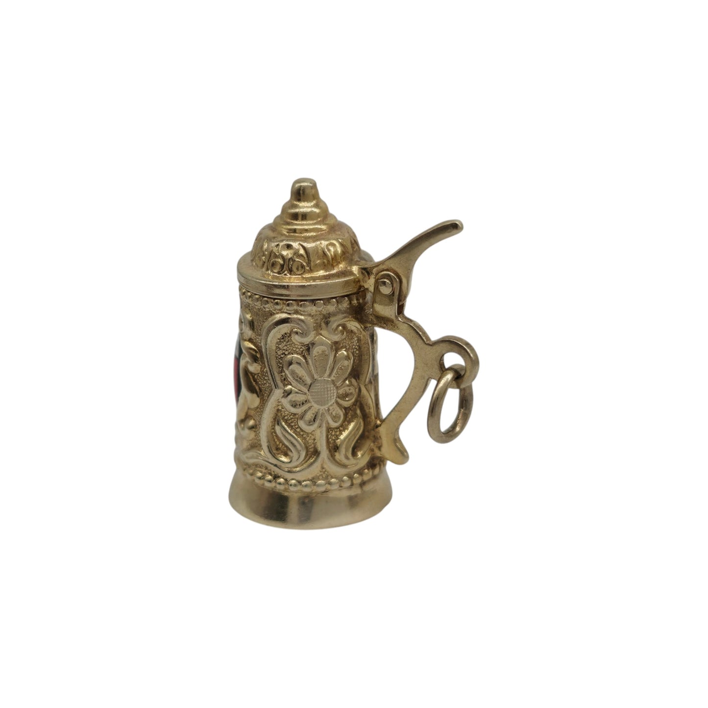 8ct 333 Yellow Gold & Enamel Beer Tankard Opening Charm L 2.2 cm 2.4 g.