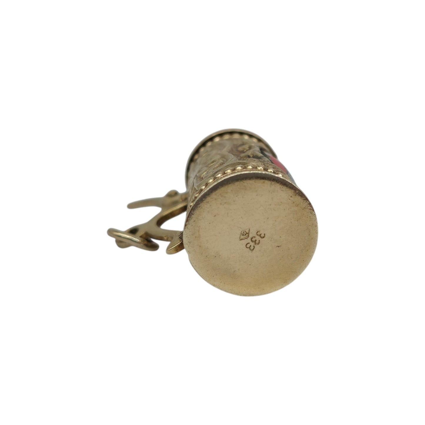 8ct 333 Yellow Gold & Enamel Beer Tankard Opening Charm L 2.2 cm 2.4 g.