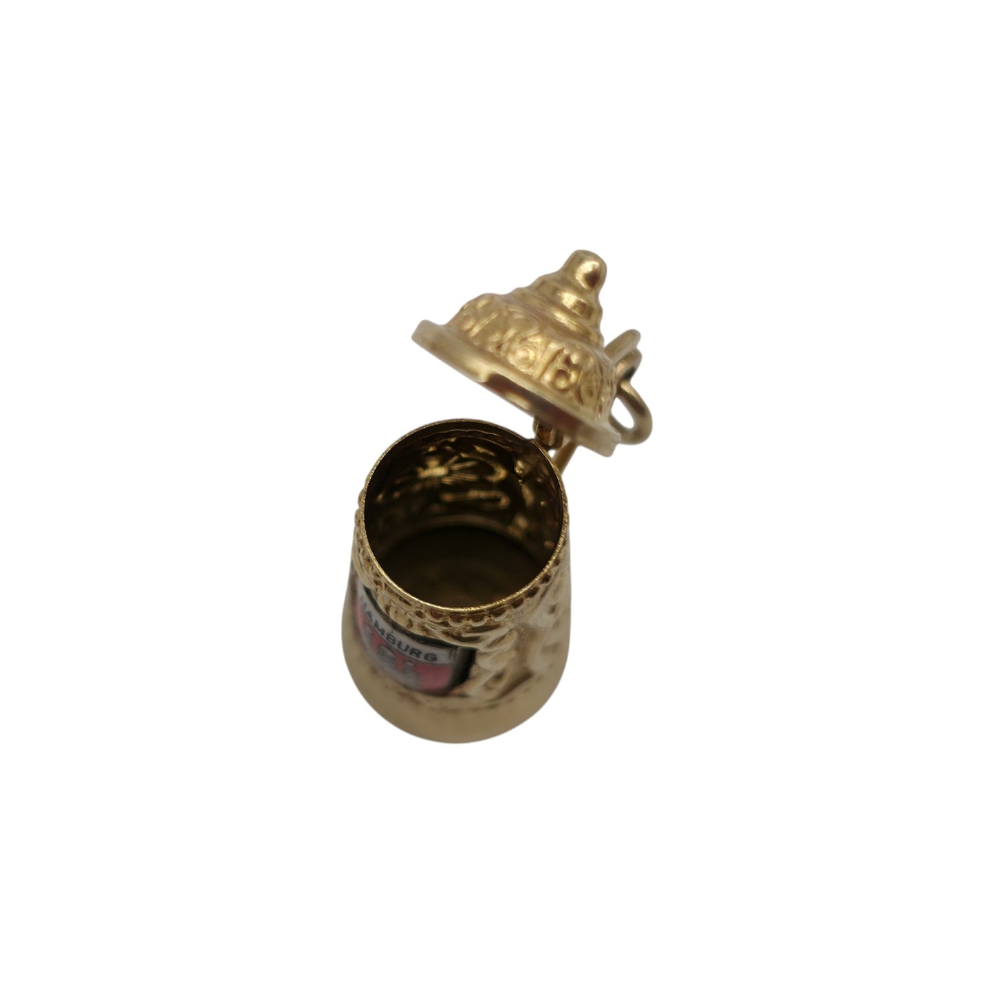 8ct 333 Yellow Gold & Enamel Beer Tankard Opening Charm L 2.2 cm 2.4 g.