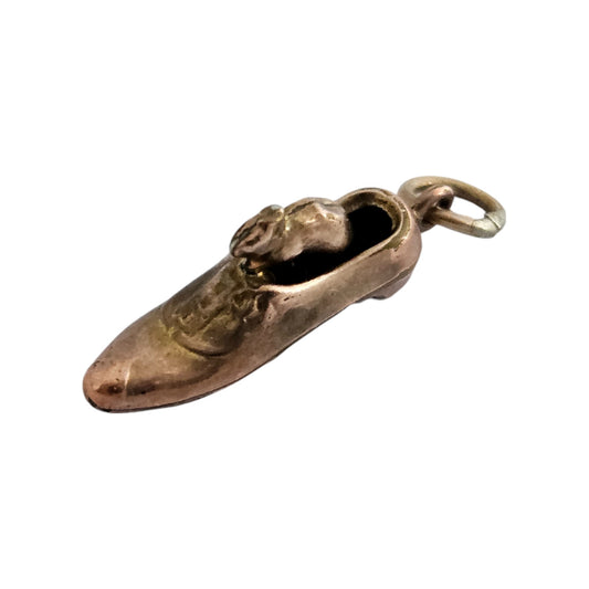 Antique 9ct Rose Gold Mouse in a Boot Charm c.1900 L 1.9 cm 0.8 g.