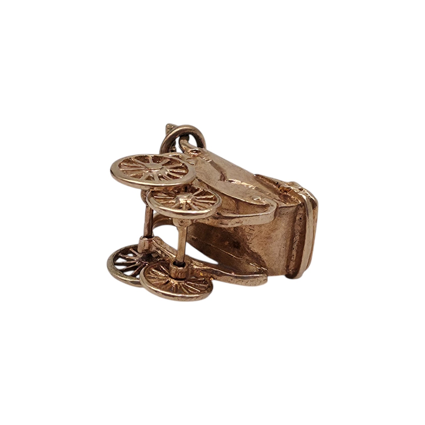Heavy 9ct 375 Yellow Gold Baby In Cradle Charm 1962 L 2.1 cm 5.0 g.