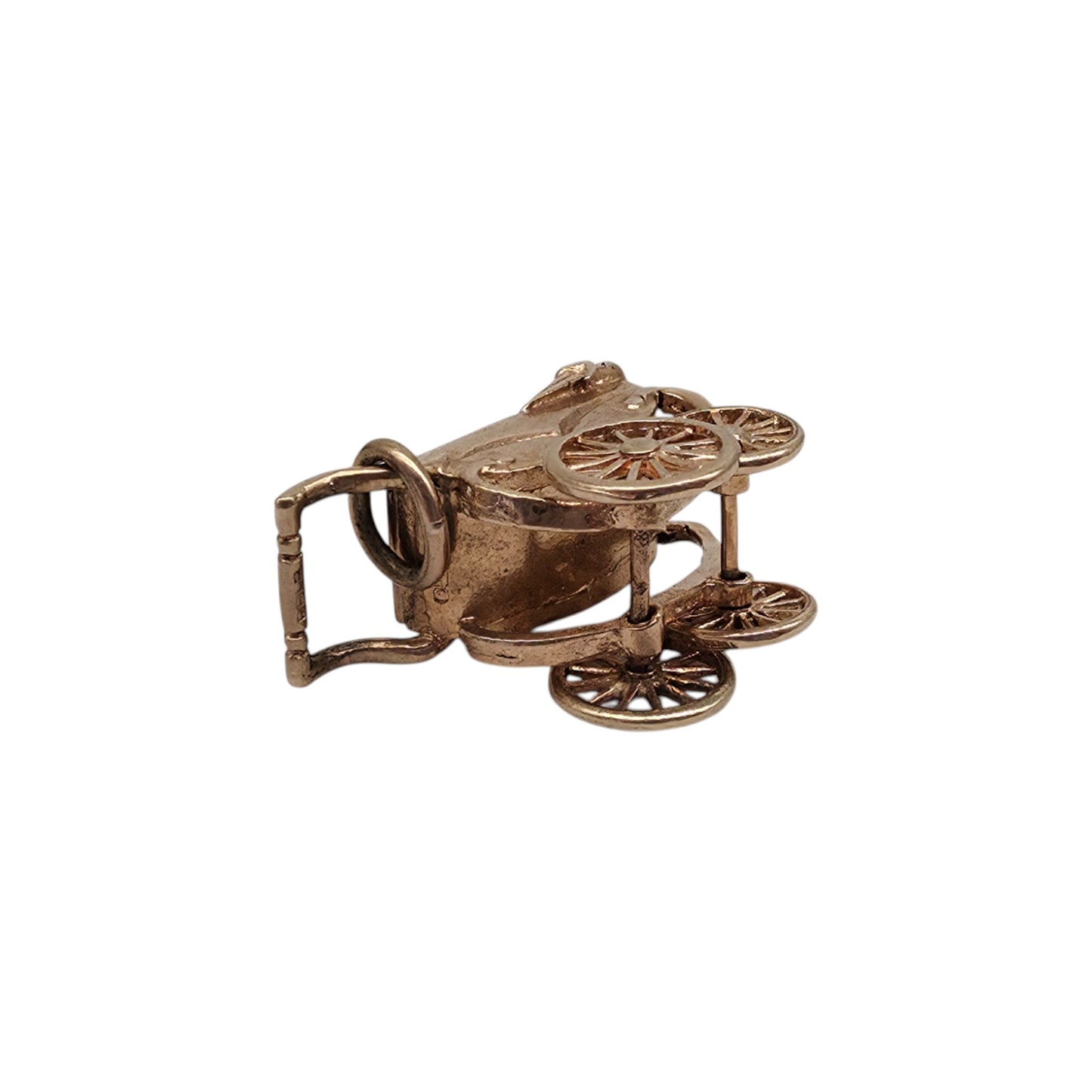 Heavy 9ct 375 Yellow Gold Baby In Cradle Charm 1962 L 2.1 cm 5.0 g.