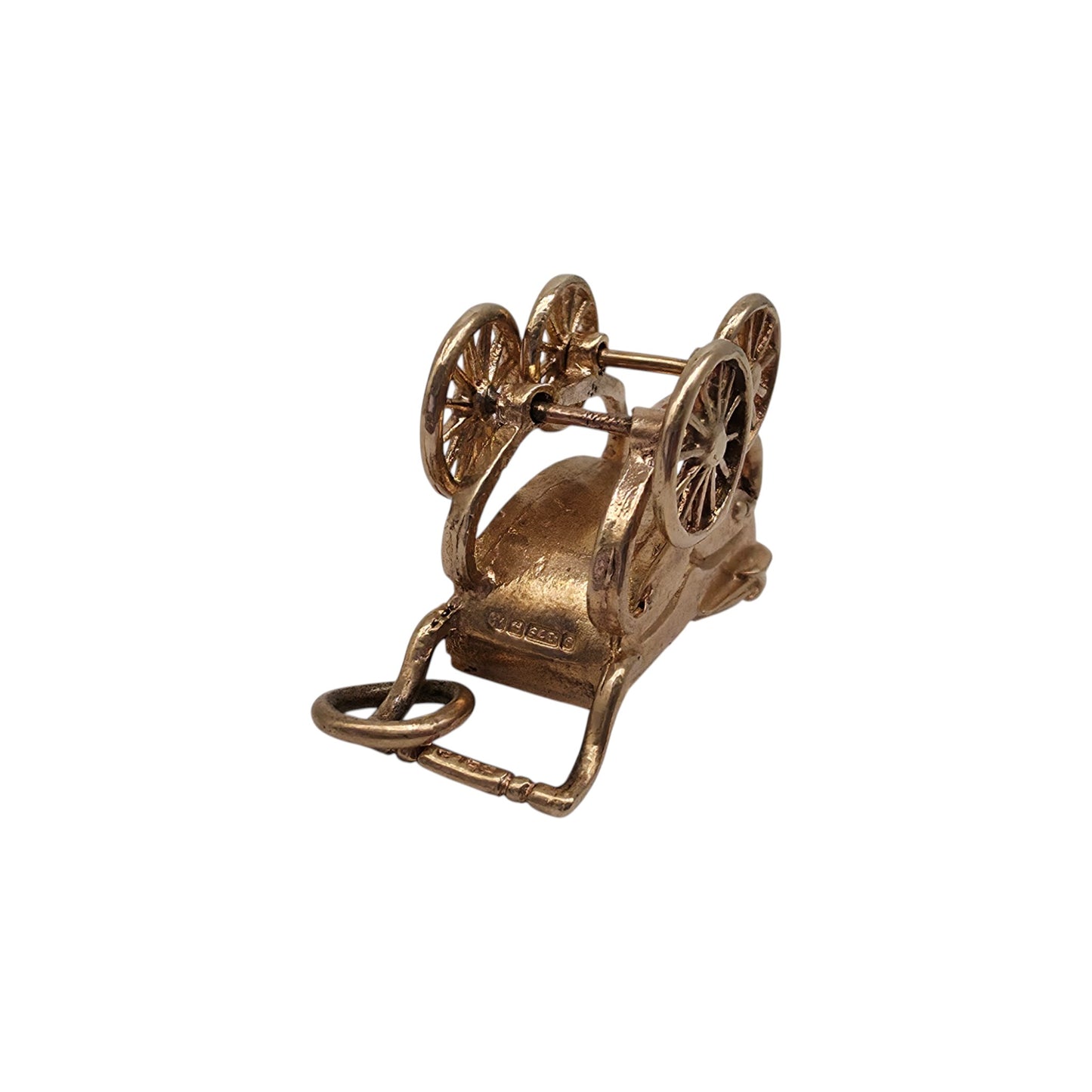 Heavy 9ct 375 Yellow Gold Baby In Cradle Charm 1962 L 2.1 cm 5.0 g.
