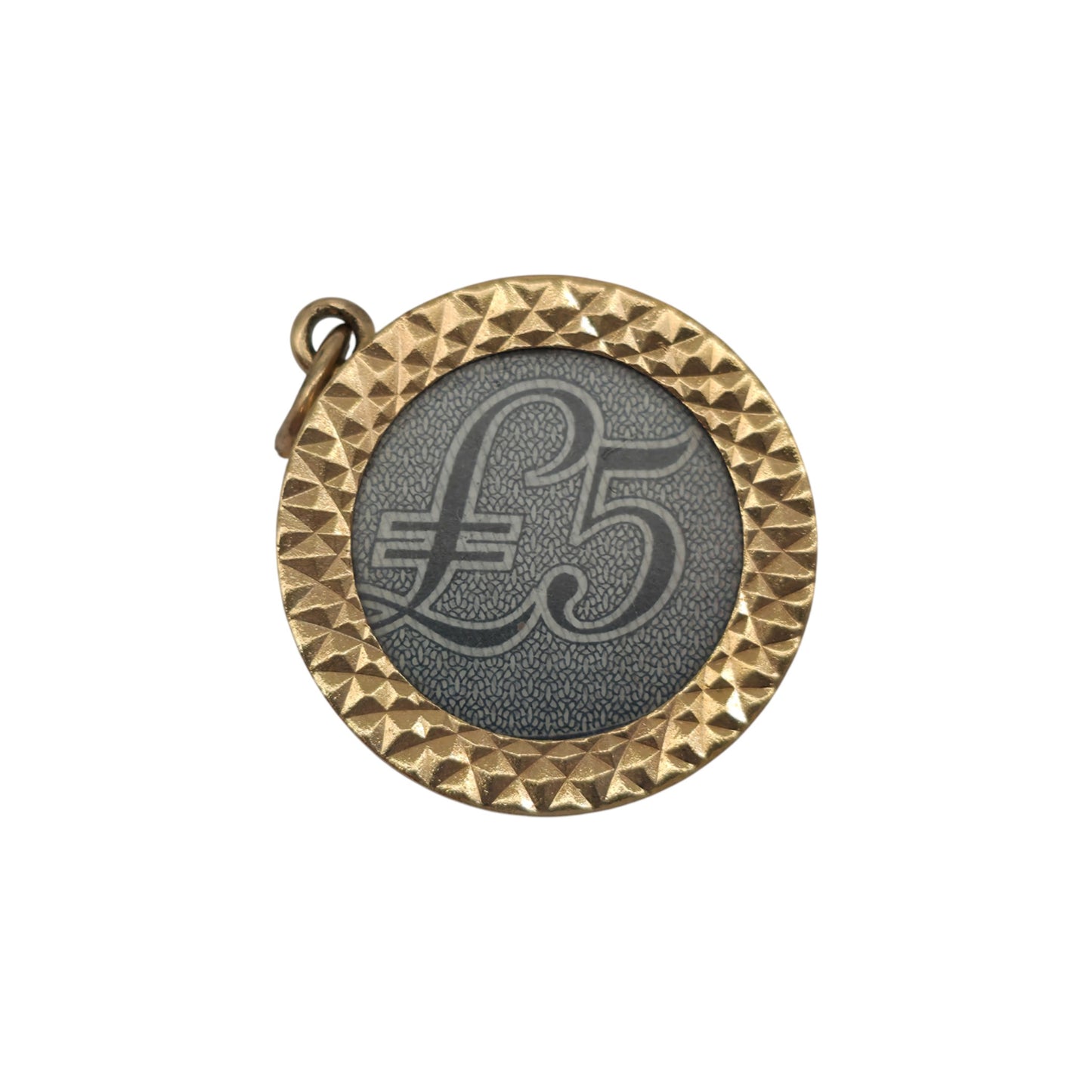 9ct 375 Yellow Gold £5 Banknote Charm 1976 L 1.8 cm 3.8 g.