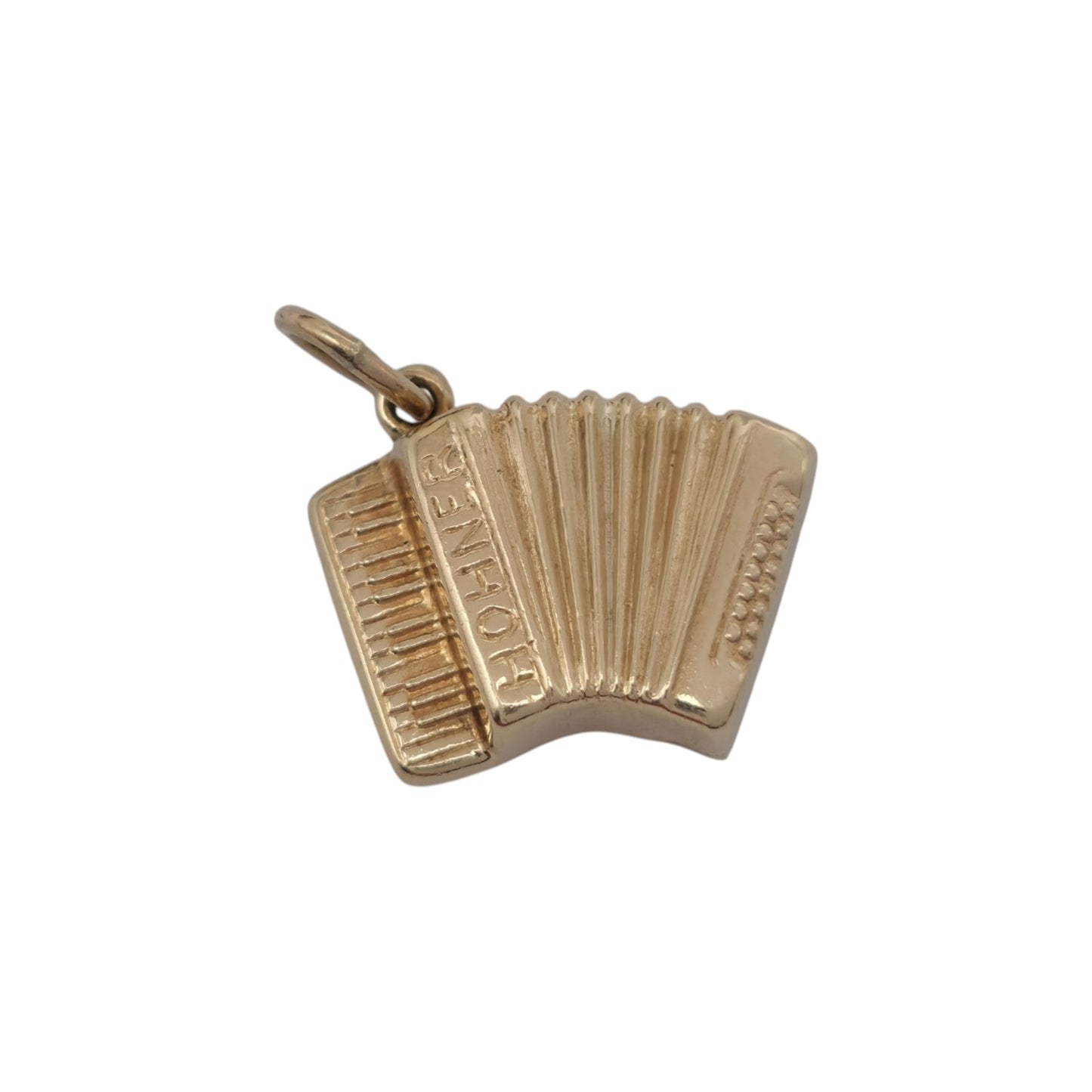 9ct 375 Yellow Gold Accordion Charm 1975 L 1.5 cm 1.0 g.