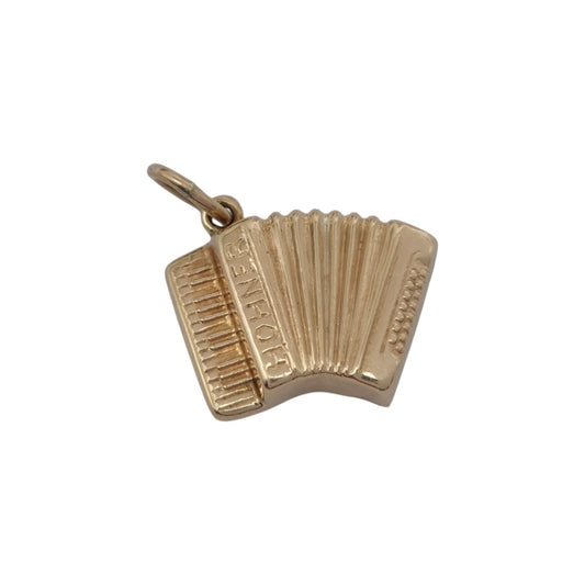 9ct 375 Yellow Gold Accordion Charm 1975 L 1.5 cm 1.0 g.