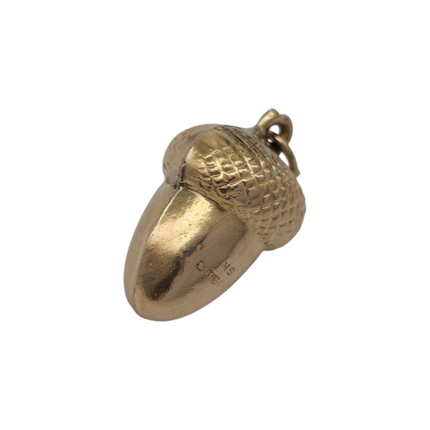 9ct 375 Yellow Gold Acorn Charm 1979 L 1.3 cm 0.7 g.