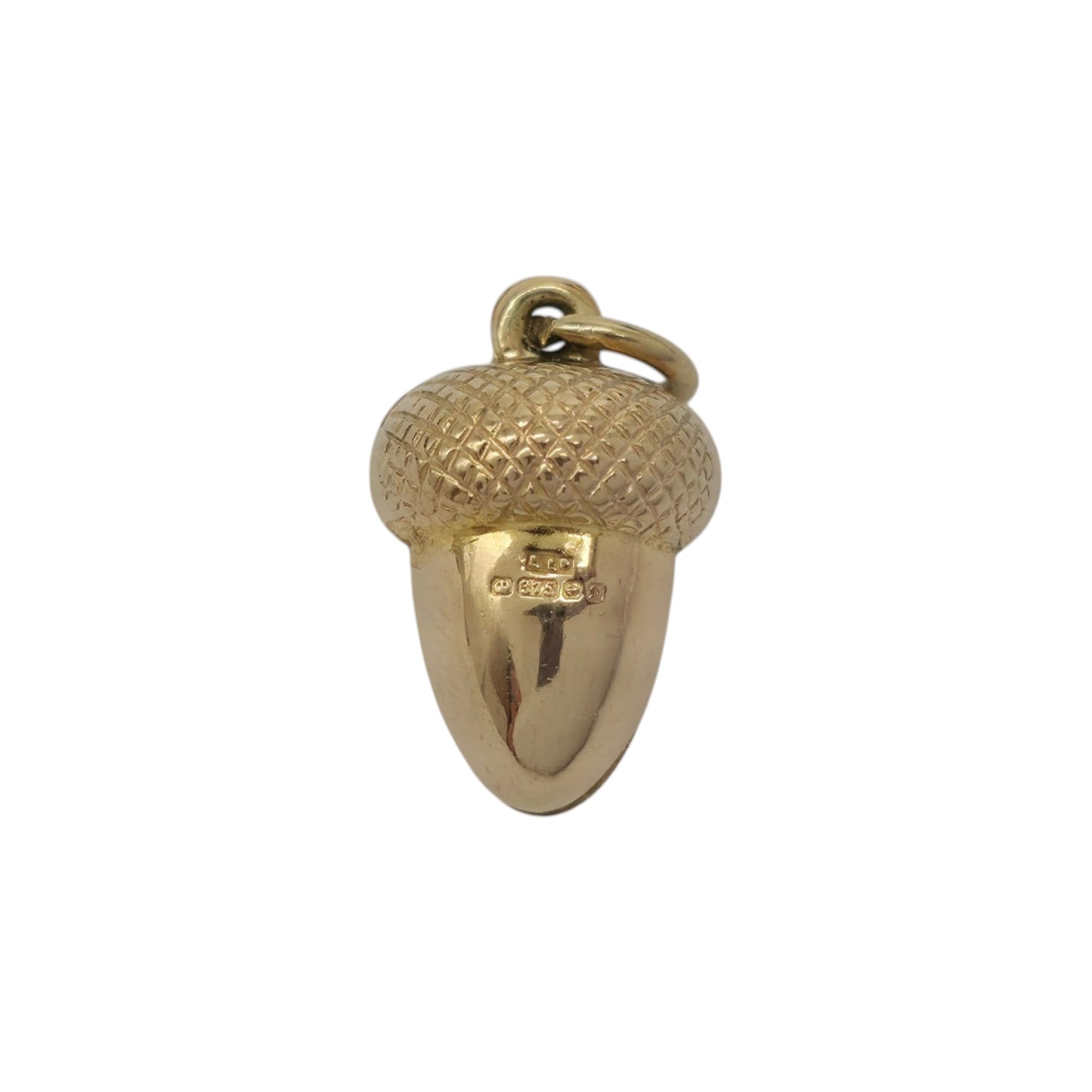 9ct 375 Yellow Gold Acorn Charm 1978 L 1.3 cm 1.0 g.