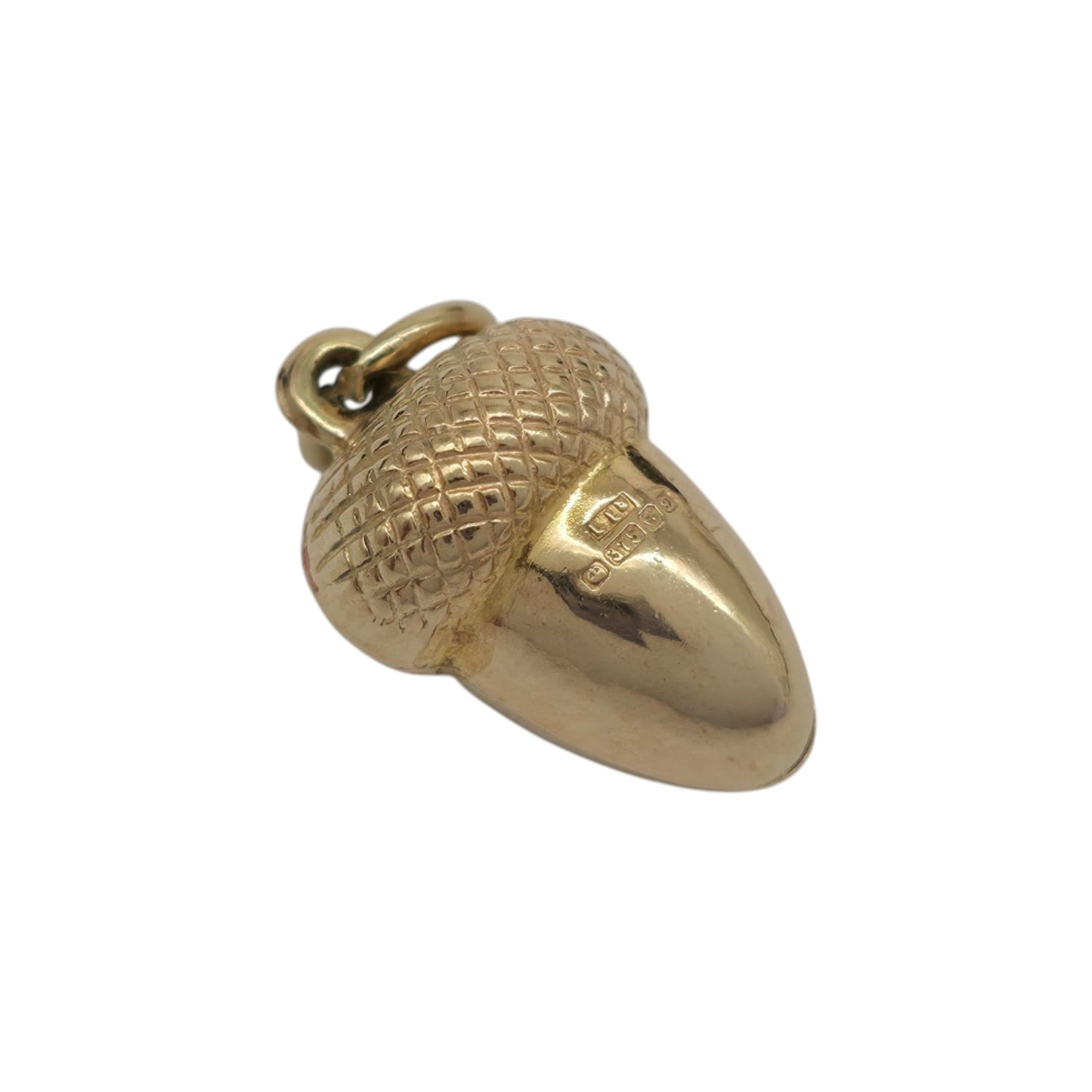 9ct 375 Yellow Gold Acorn Charm 1978 L 1.3 cm 1.0 g.