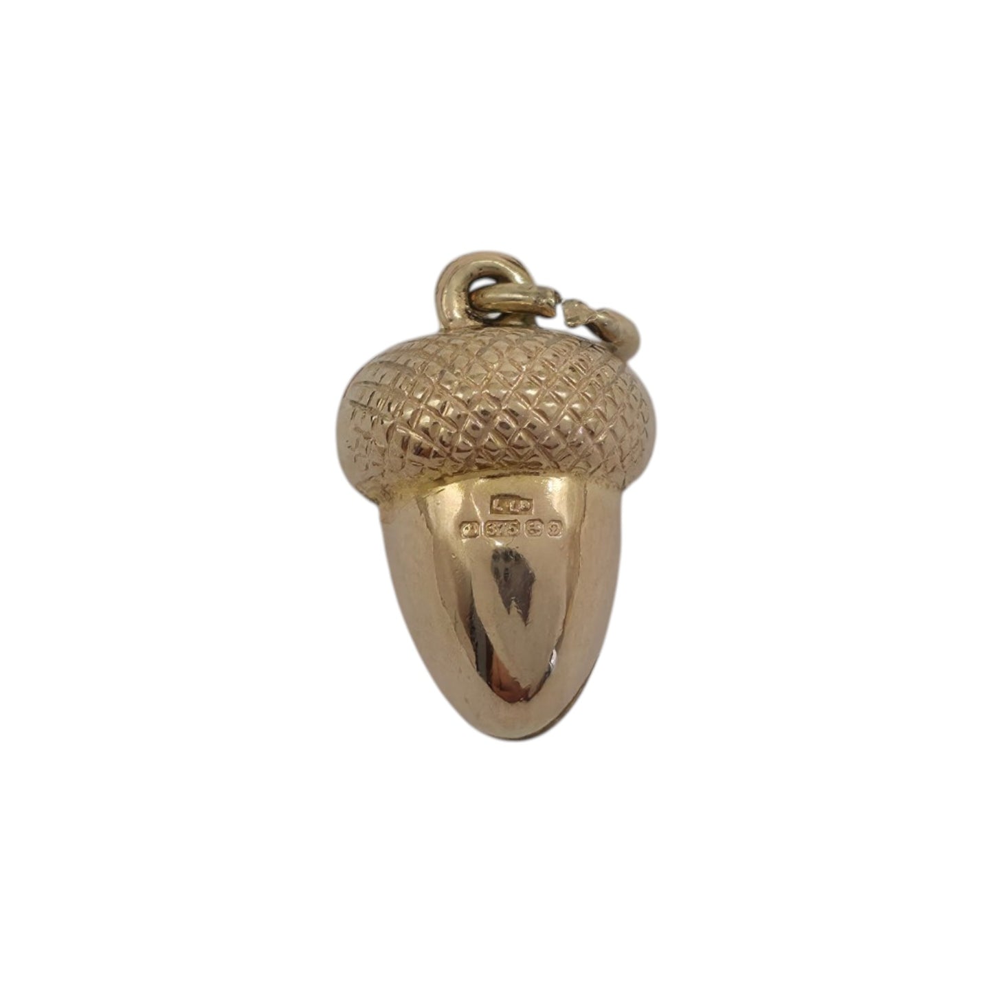 9ct 375 Yellow Gold Acorn Charm 1978 L 1.3 cm 1.0 g.