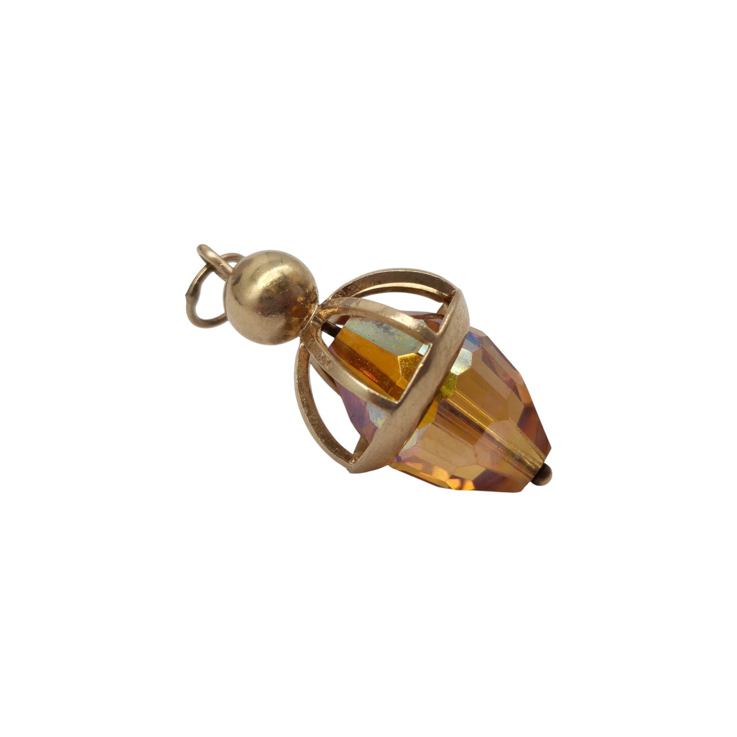 9ct 375 Yellow Gold Acorn Charm 1971 L 2.6 cm 4.9 g.