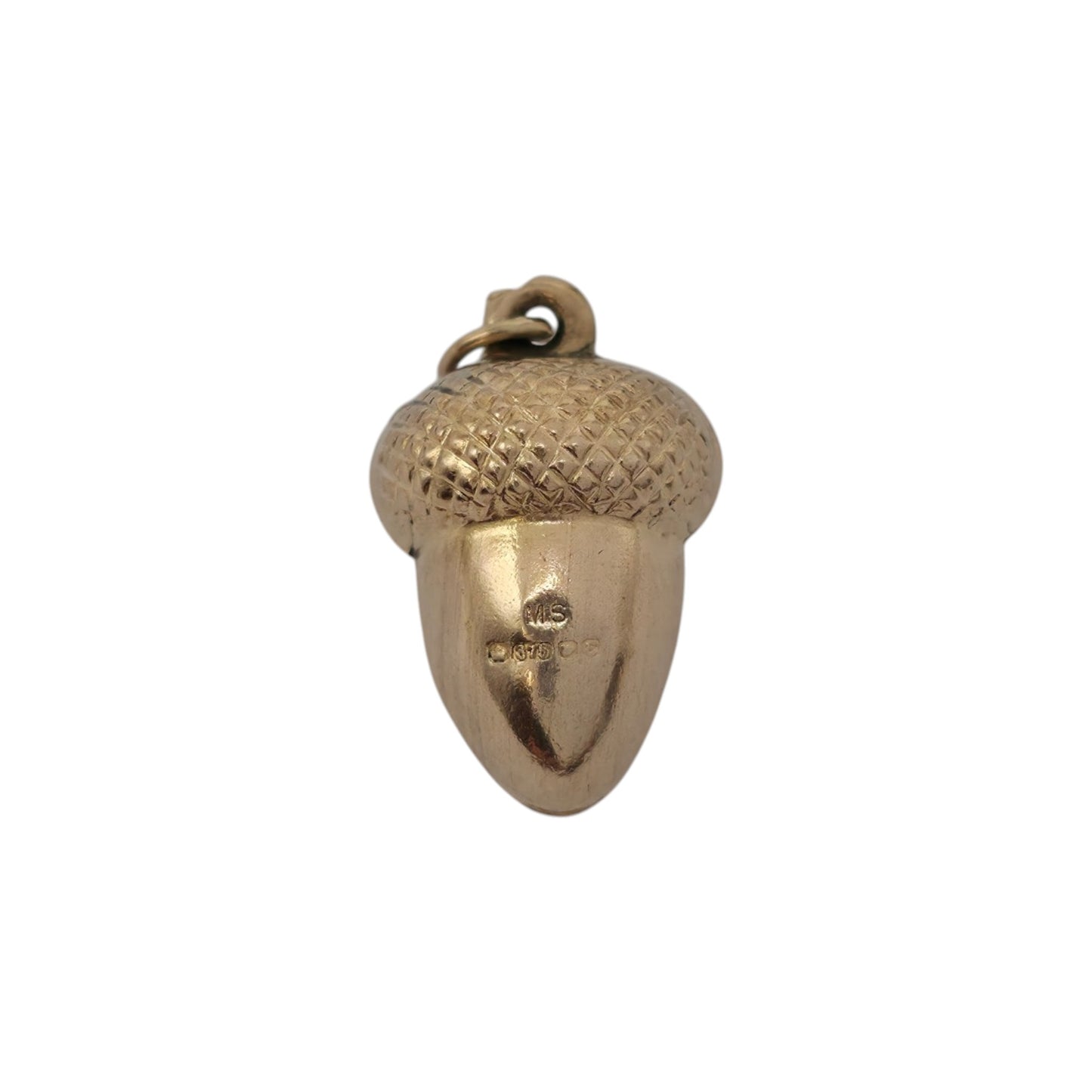 9ct 375 Yellow Gold Acorn Charm 1979 L 1.3 cm 0.7 g.