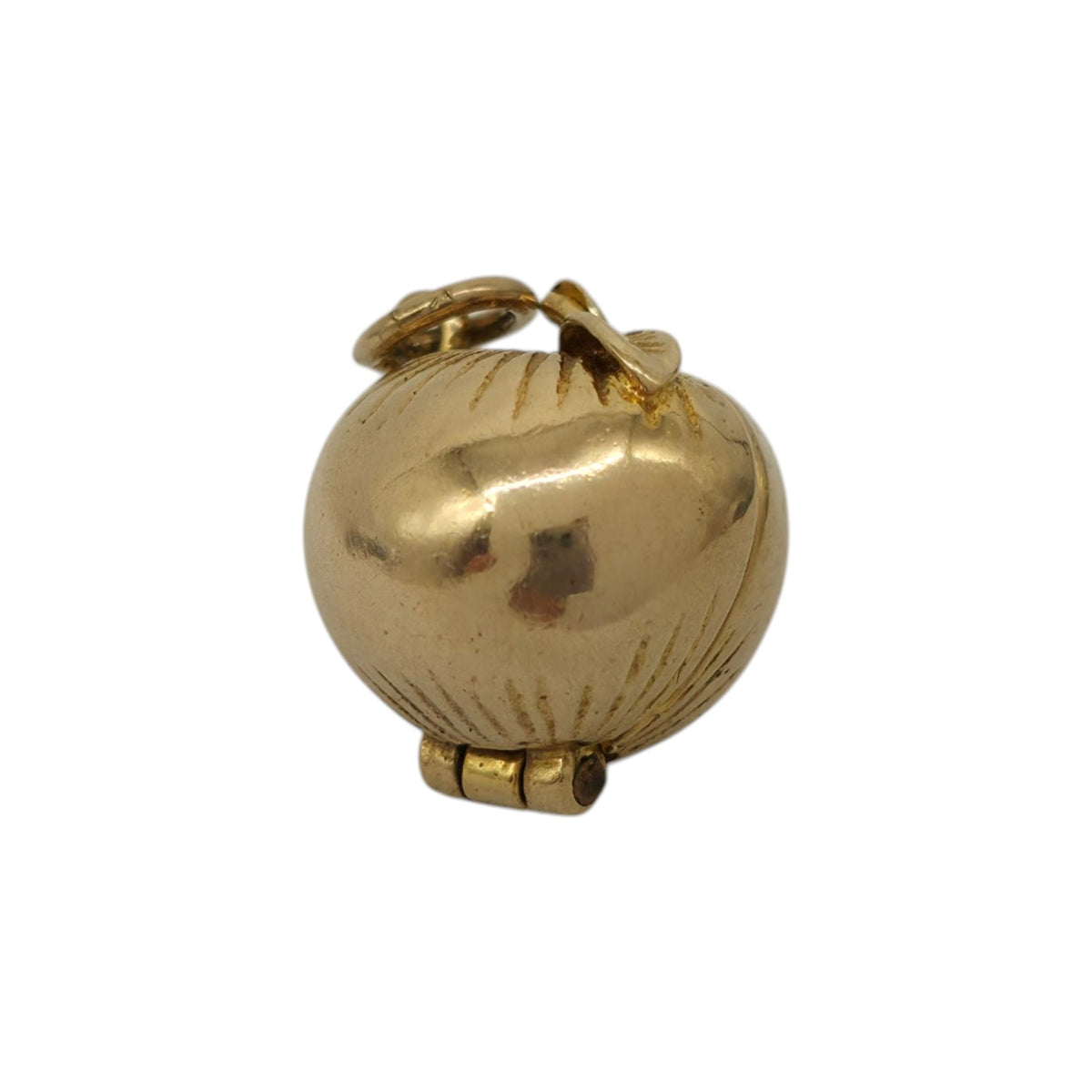 9ct 375 Yellow Gold Adam & Eve Inside Apple Opening Charm 1971 L 1.3 cm 3.5 g.