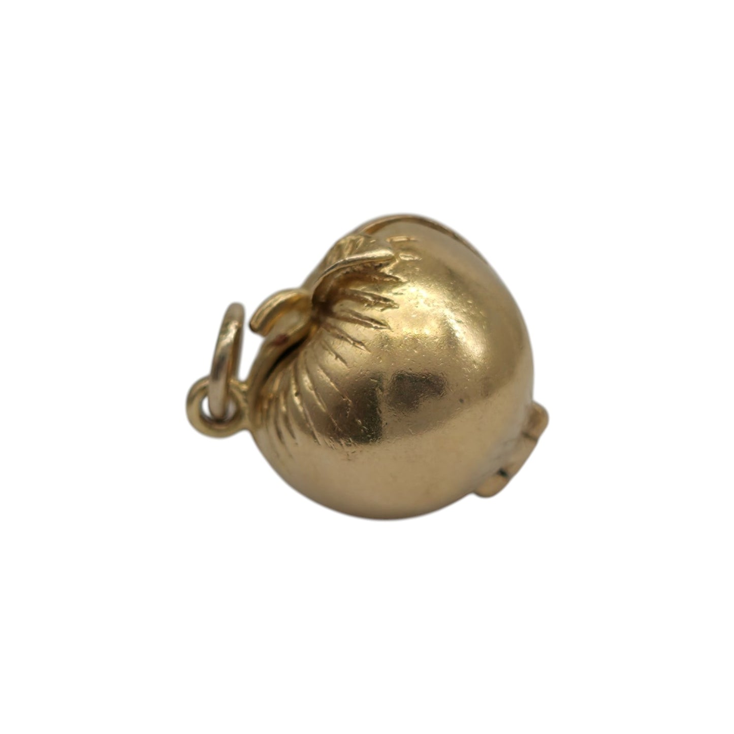 9ct 375 Yellow Gold & Enamel Adam & Eve Inside Apple Opening Charm 1966 L 1.3 cm 3.2 g.