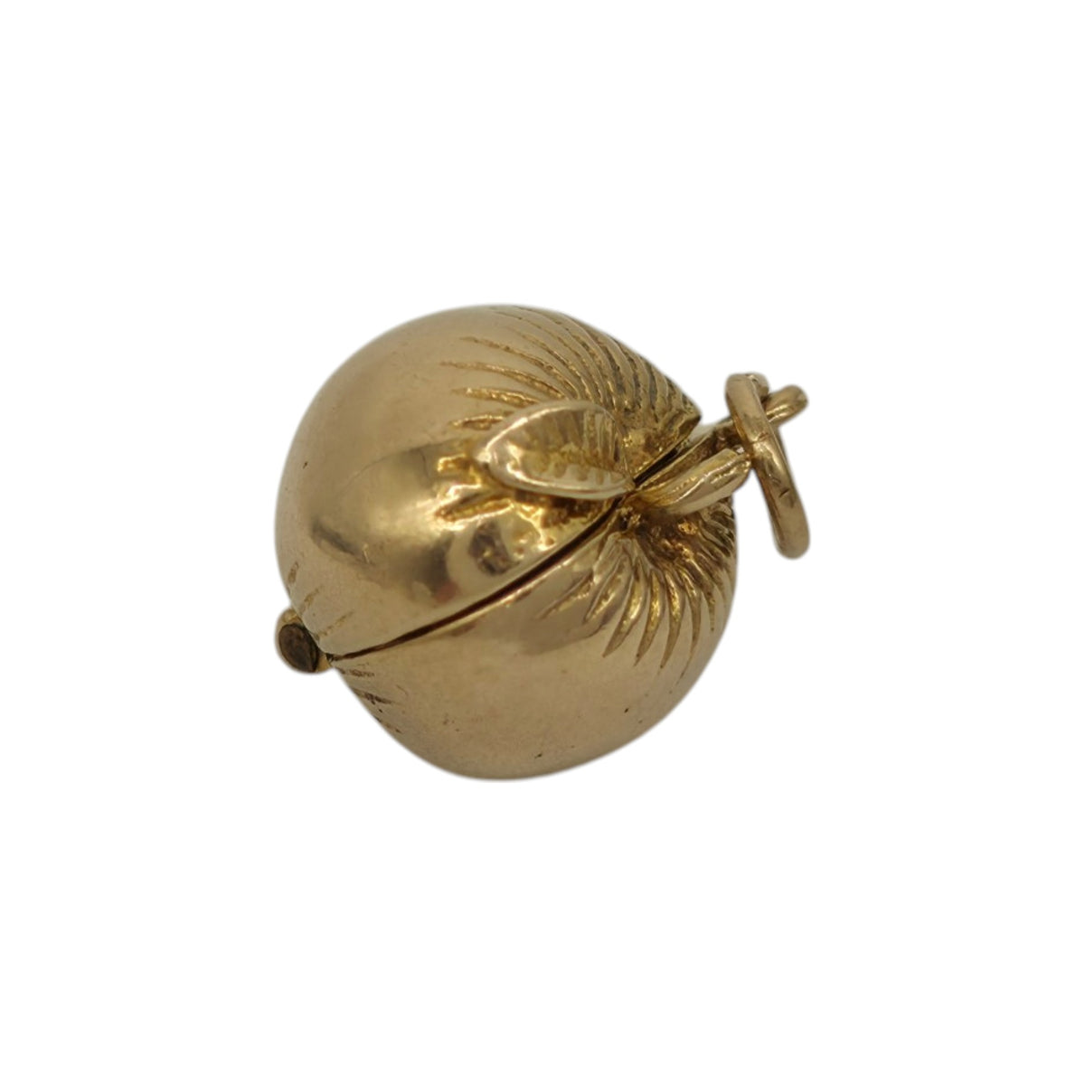 9ct 375 Yellow Gold Adam & Eve Inside Apple Opening Charm 1971 L 1.3 cm 3.5 g.