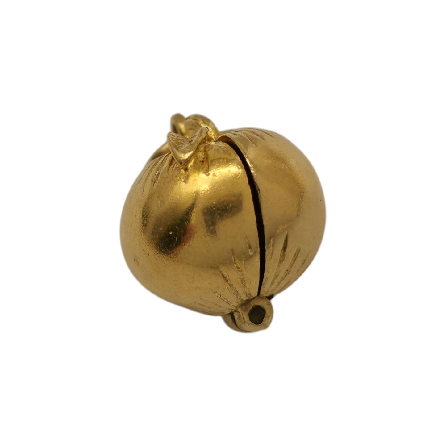 9ct 375 Yellow Gold & Enamel Adam & Eve Inside Apple Opening Charm 1966 L 1.3 cm 3.2 g.