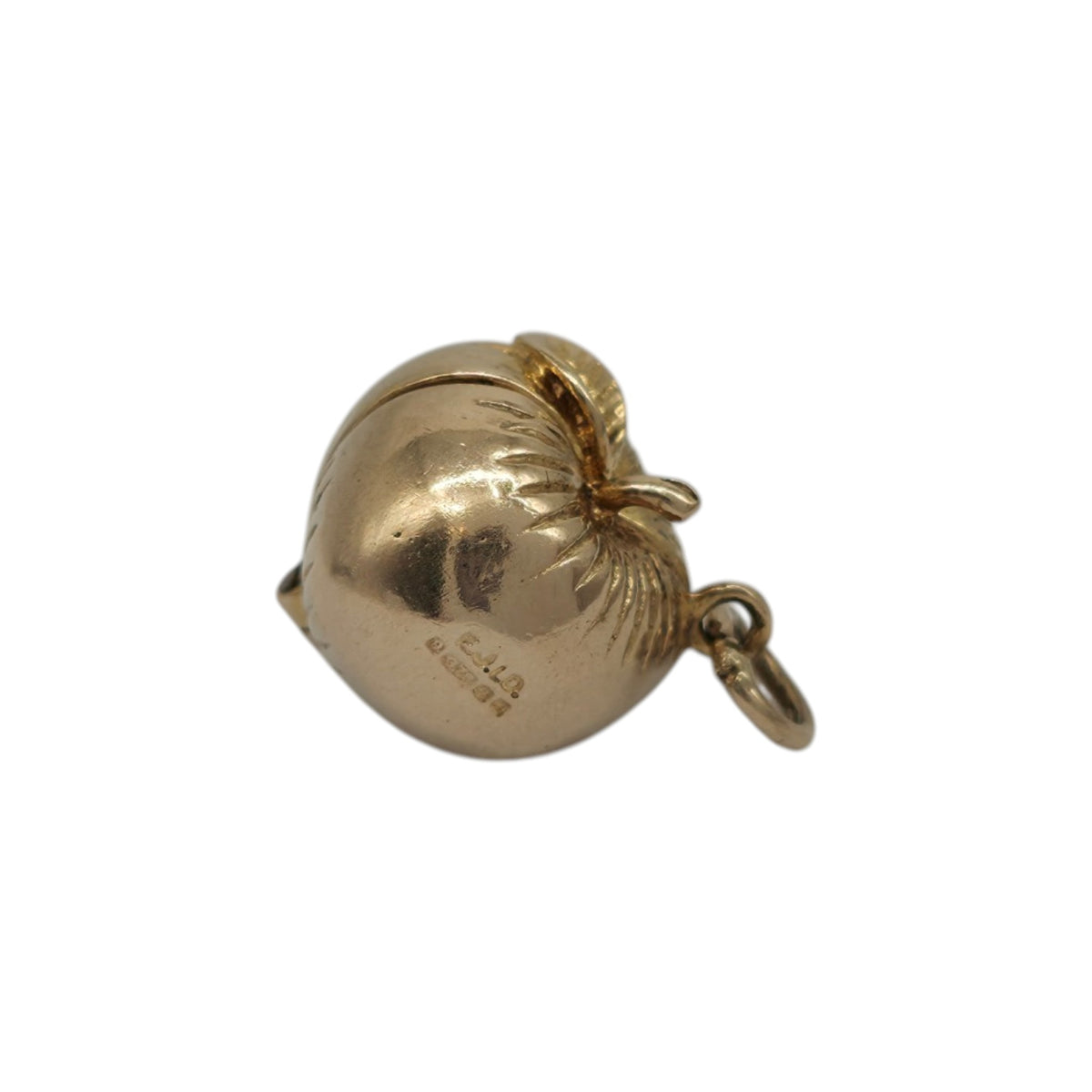 9ct 375 Yellow Gold Adam & Eve Inside Apple Opening Charm 1971 L 1.3 cm 3.5 g.
