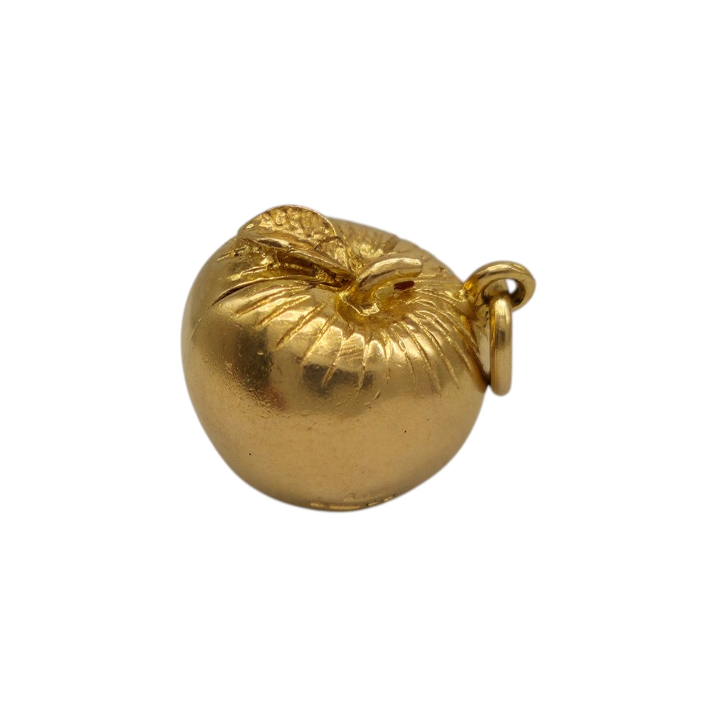 9ct 375 Yellow Gold & Enamel Adam & Eve Inside Apple Opening Charm 1966 L 1.3 cm 3.2 g.