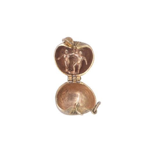 9ct gold Adam &amp; Eve Inside Apple Opening Charm