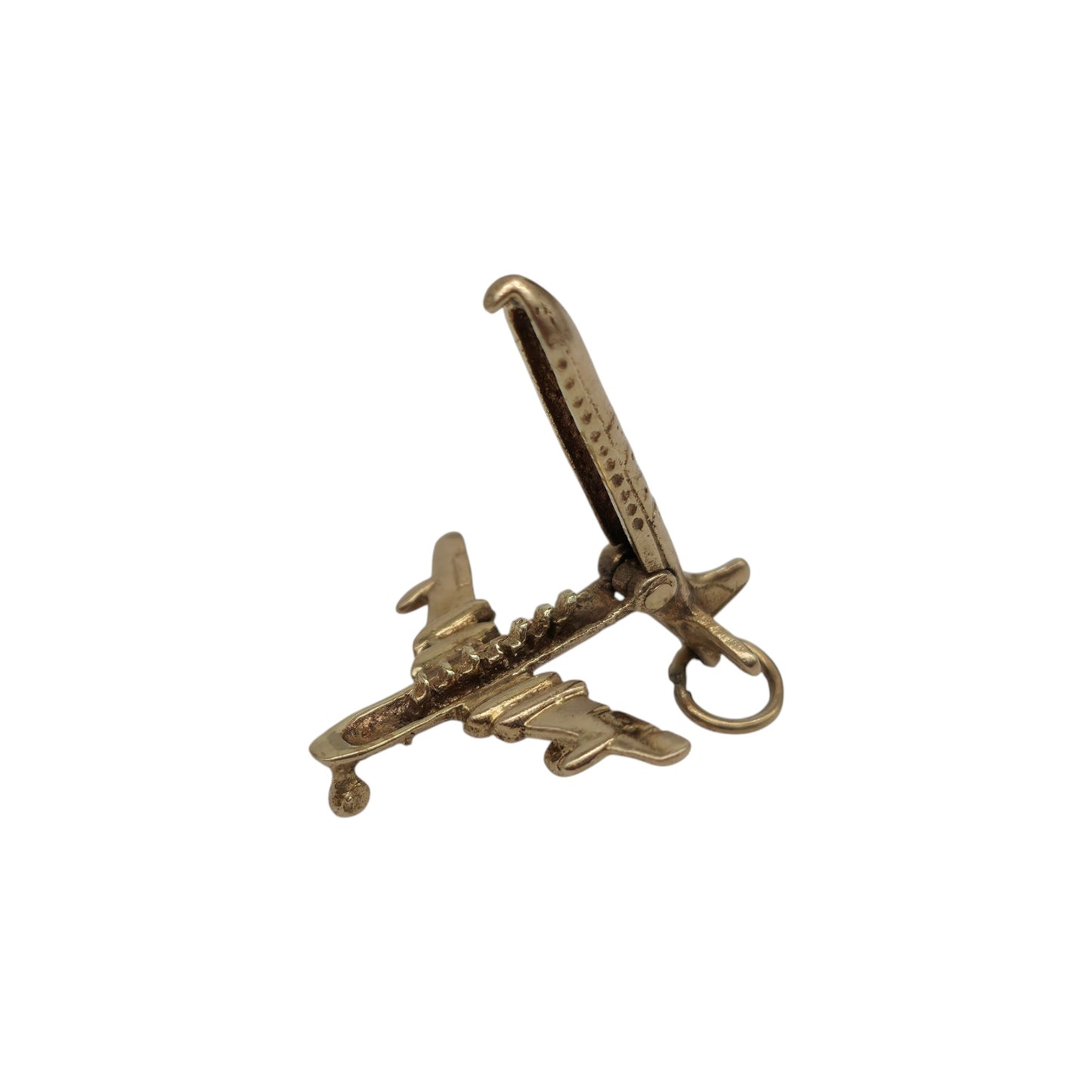 9ct 375 Yellow Gold Comet IV Aeroplane Opening Charm 1963 L 2.3 cm 2.5 g.