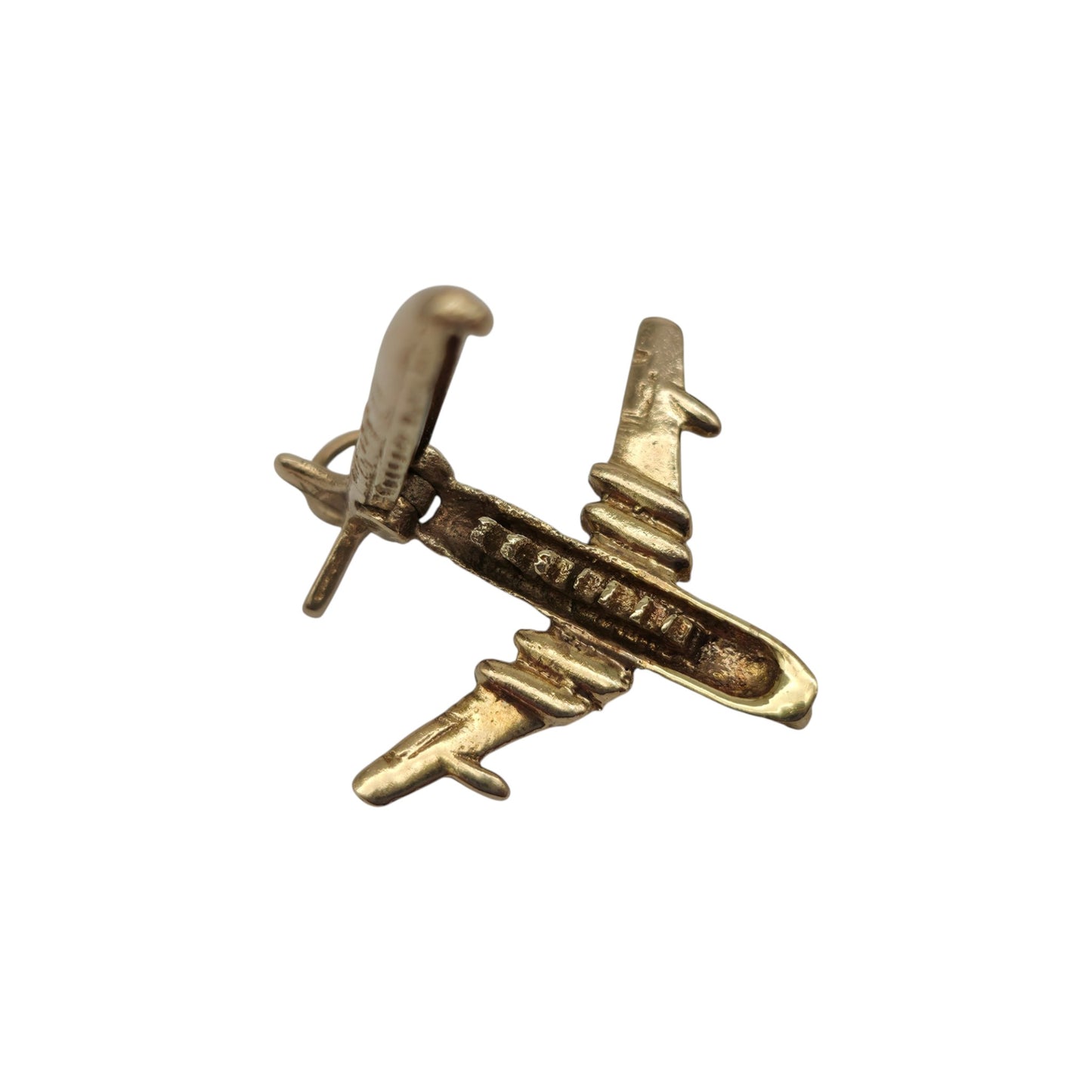 9ct 375 Yellow Gold Comet IV Aeroplane Opening Charm 1963 L 2.3 cm 2.5 g.