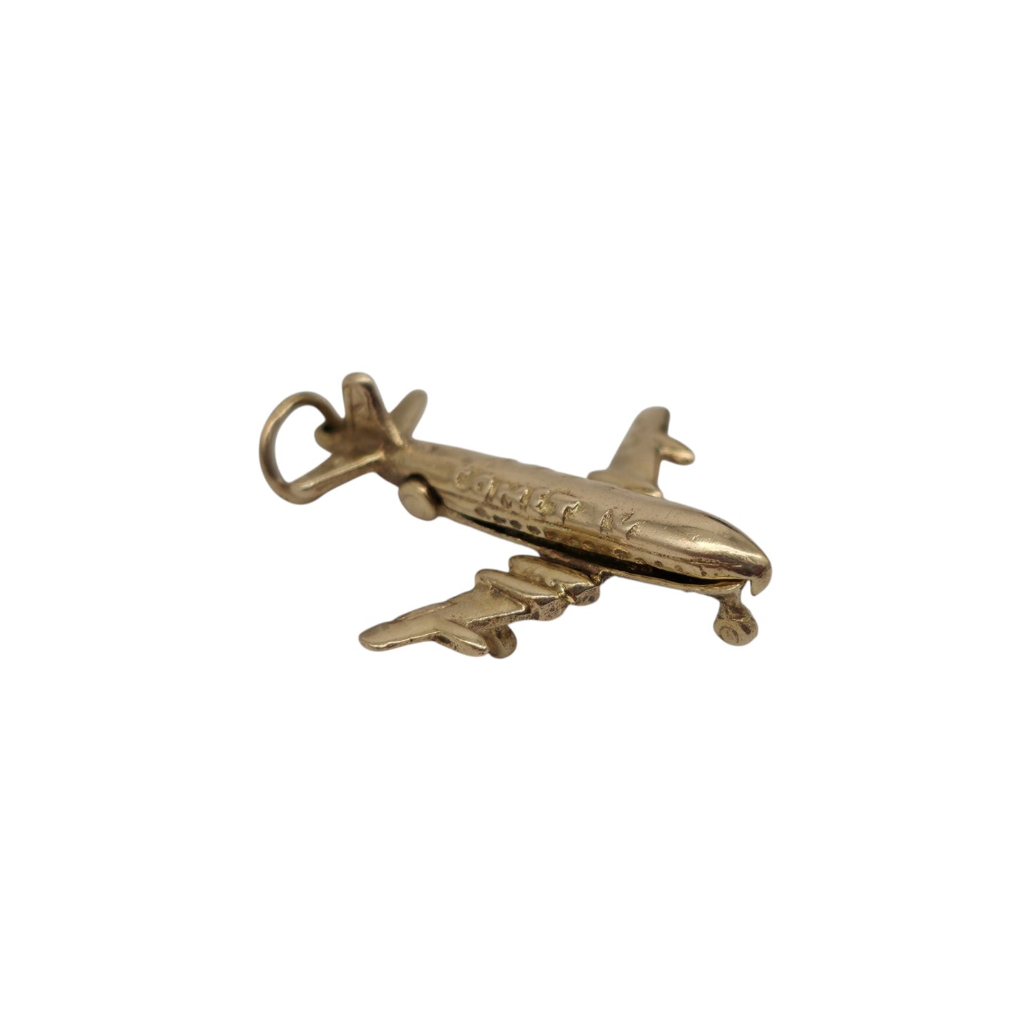 9ct 375 Yellow Gold Comet IV Aeroplane Opening Charm 1963 L 2.3 cm 2.5 g.