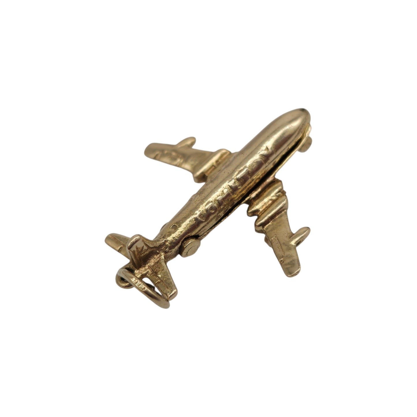9ct 375 Yellow Gold Comet IV Aeroplane Opening Charm 1963 L 2.3 cm 2.5 g.