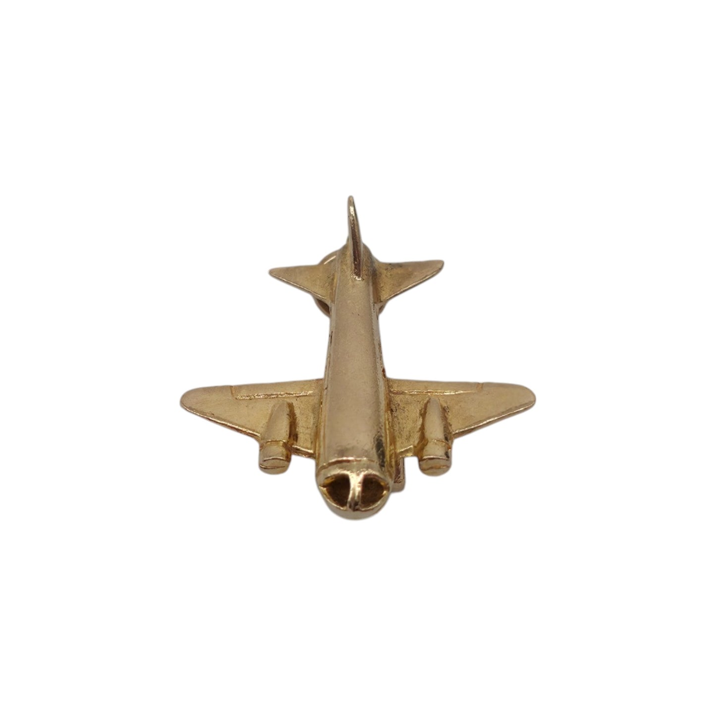 9ct 375 Yellow Gold Aeroplane Charm 1959 L 1.8 cm 2.2 g.