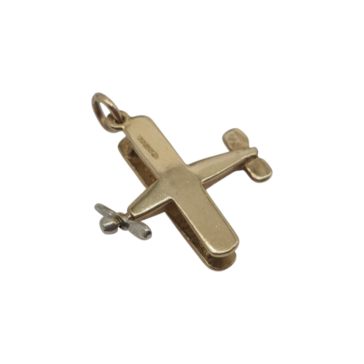 9ct 375 Yellow Gold Aeroplane Charm With Ruby 1990 L 1.6 cm 1.4 g.