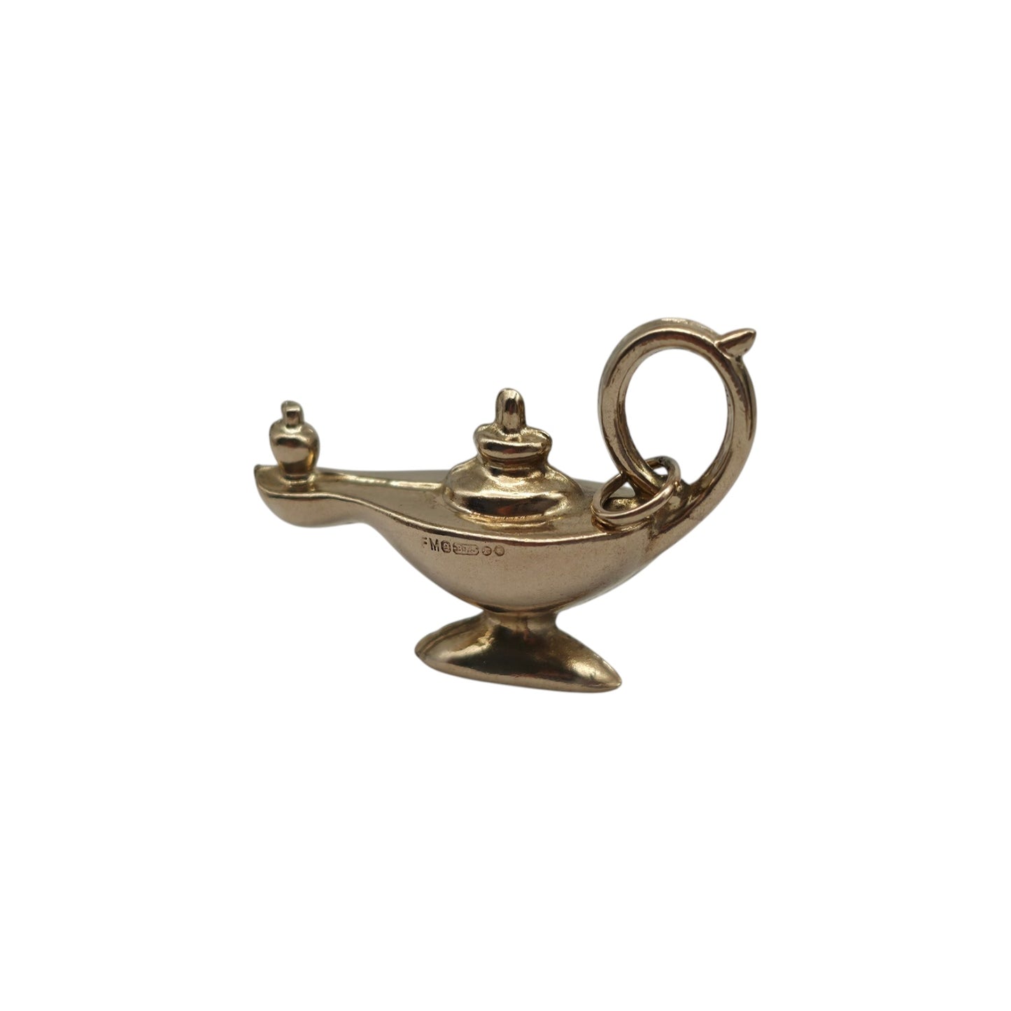 9ct 375 Yellow Gold Aladdin's Genie Lamp 1972 L 2.6 cm 1.9 g.