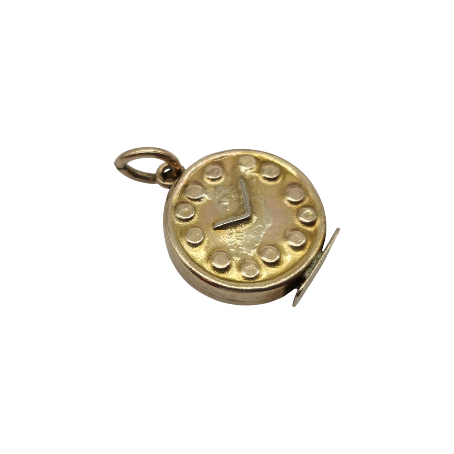 9ct 375 Yellow Gold Alarm Clock Charm 1950 L 1.2 cm 1.2 g.