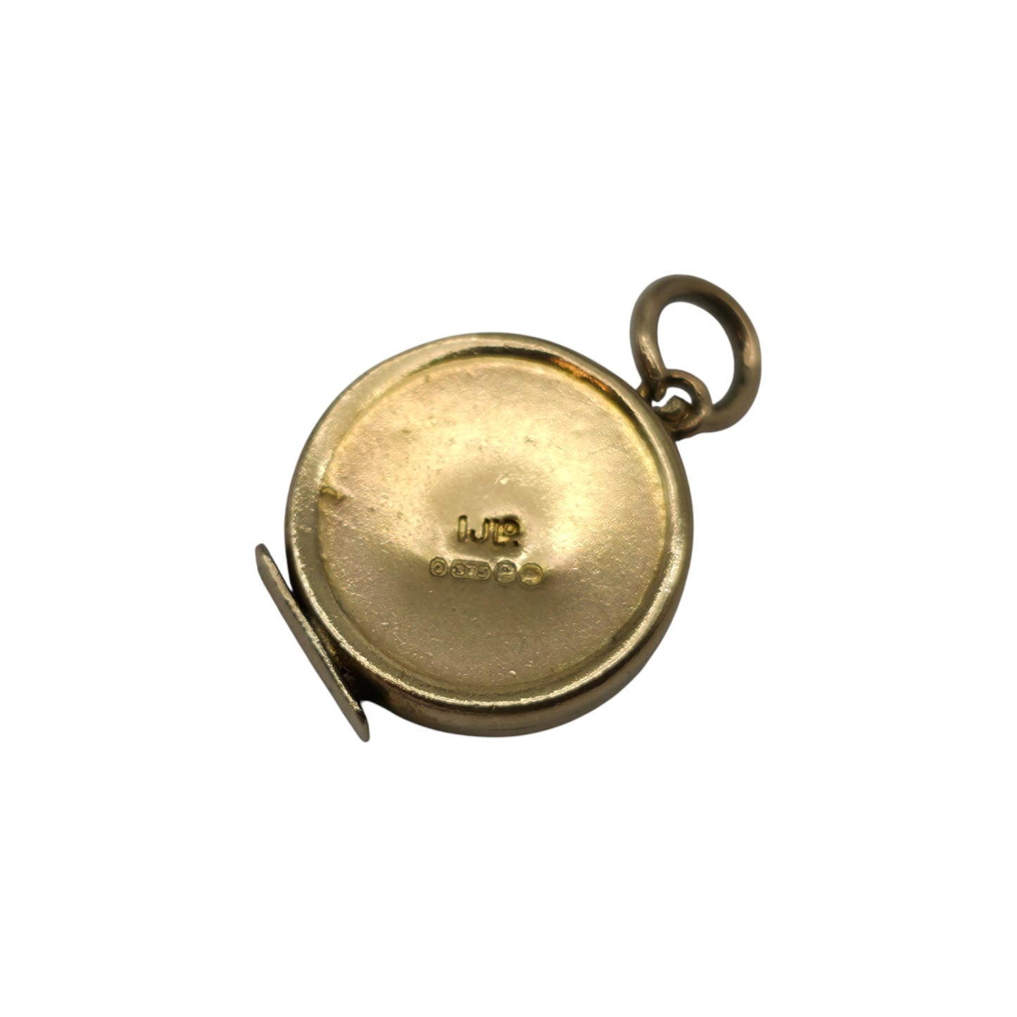 9ct 375 Yellow Gold Alarm Clock Charm 1950 L 1.2 cm 1.2 g.