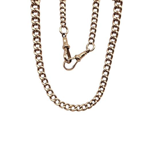 antique 9ct gold Graduated Curb Link Albert Chain