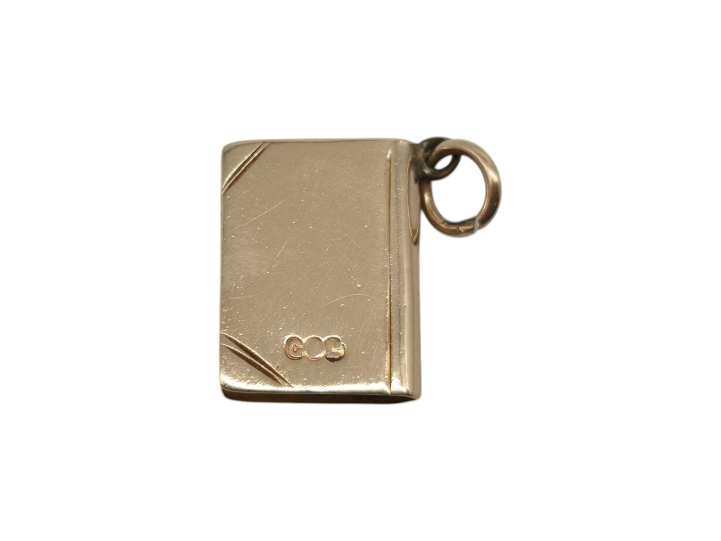 9K 375イエローゴールド「フォーエバー・アンバー」アルバムチャーム 1947年製 長さ1.2cm 1.2g。