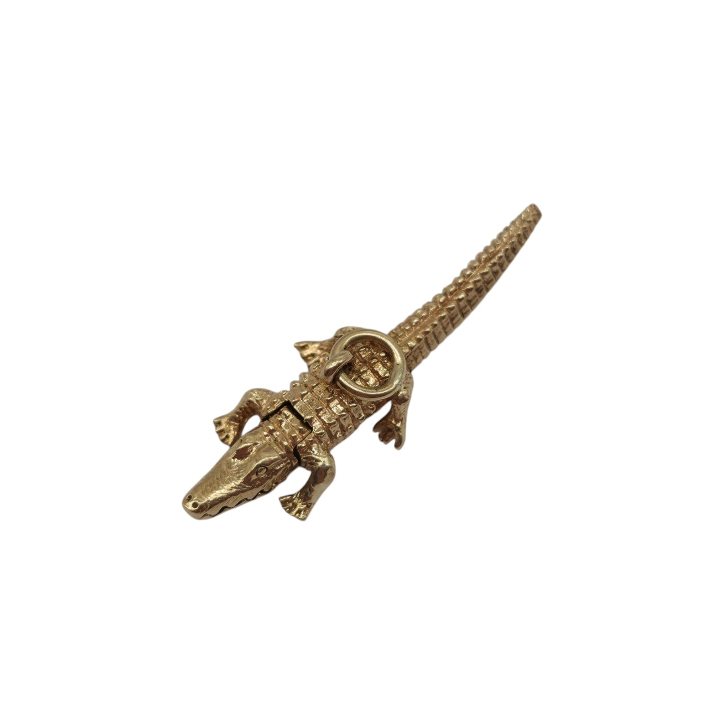 9ct 375 Yellow Gold Articulated Alligator Charm 1962 L 3.1 cm 2.7 g.