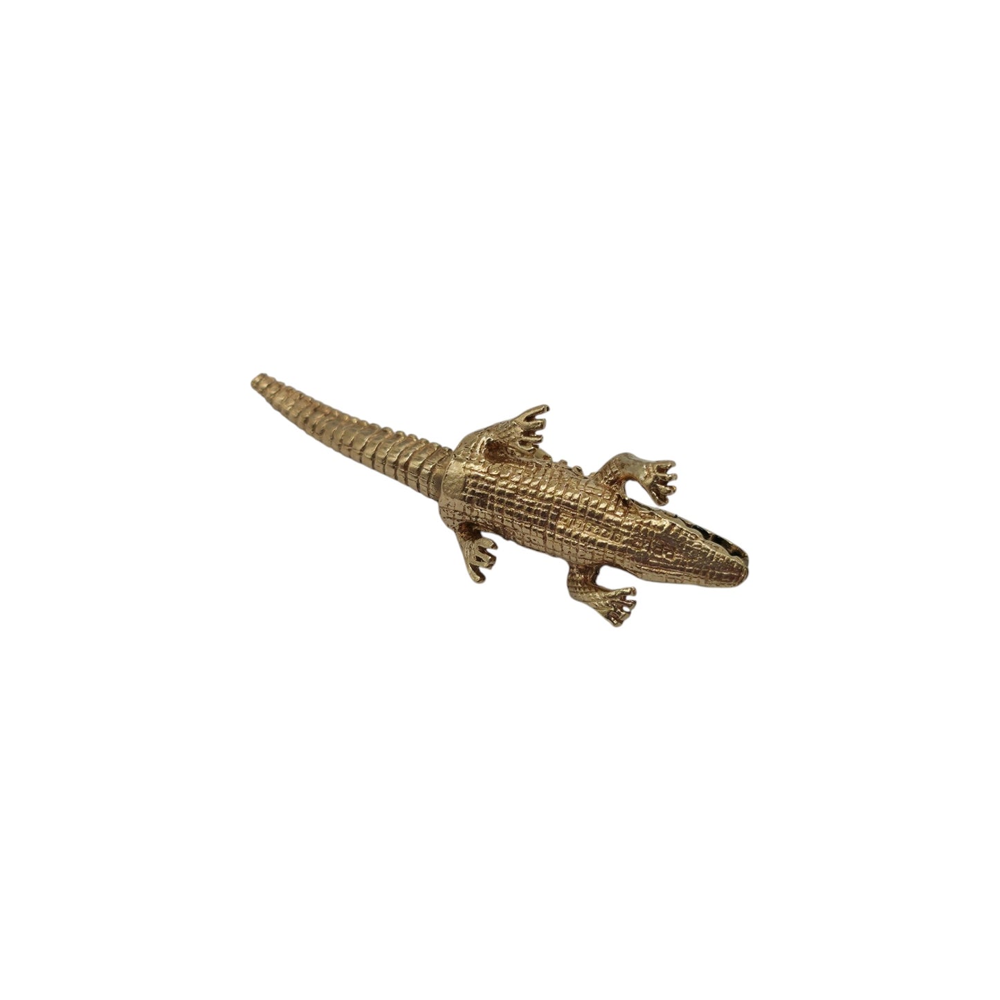 9ct 375 Yellow Gold Articulated Alligator Charm 1962 L 3.1 cm 2.7 g.