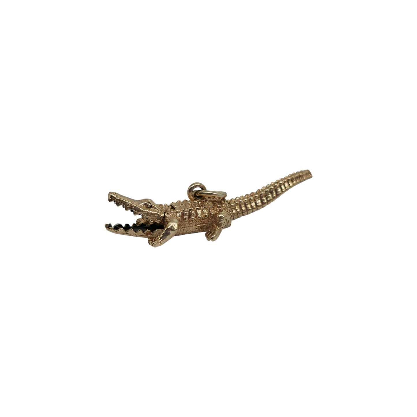 9ct 375 Yellow Gold Articulated Alligator Charm 1962 L 3.1 cm 2.7 g.
