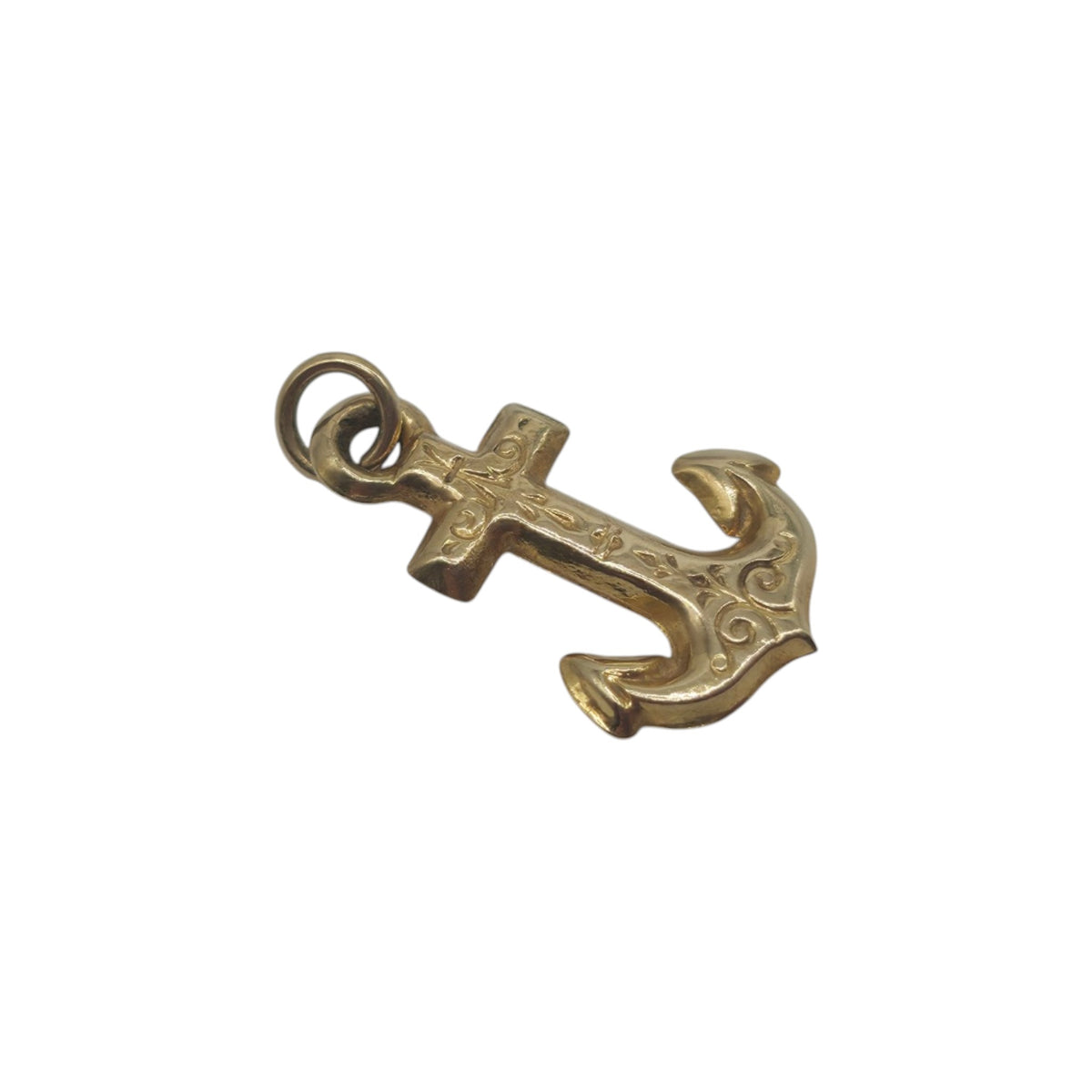 9ct 375 Yellow Gold Anchor Charm 1965 L 1.1 cm 0.3 g.